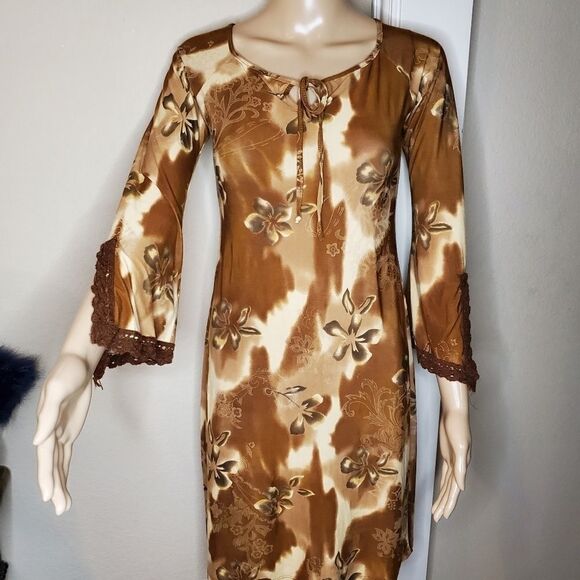 Vintage wild cat Tie-Dye floral midi Dress - Picture 9 of 12
